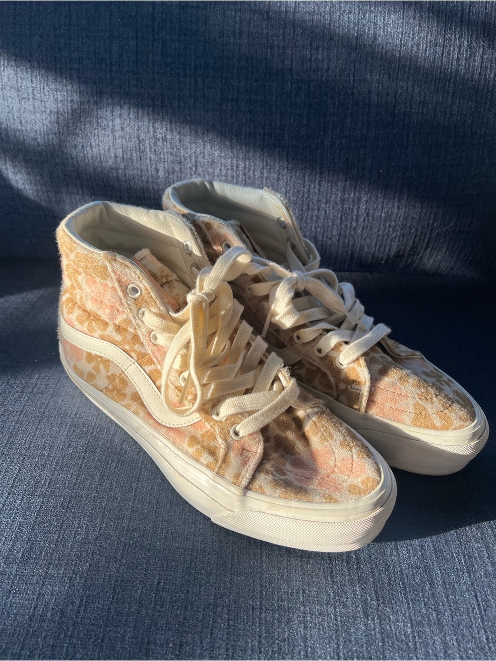 High-Top Women's Vans in Cream and Peach
